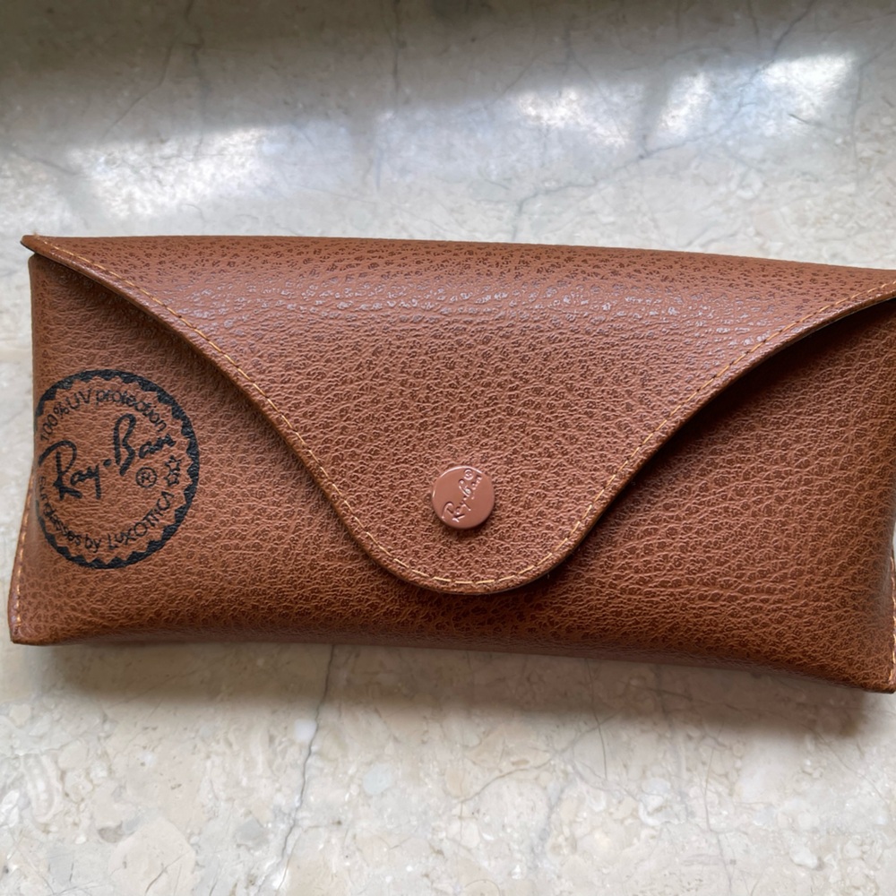 Ray-Ban Brown Sunglasses Case Pebbled Leather